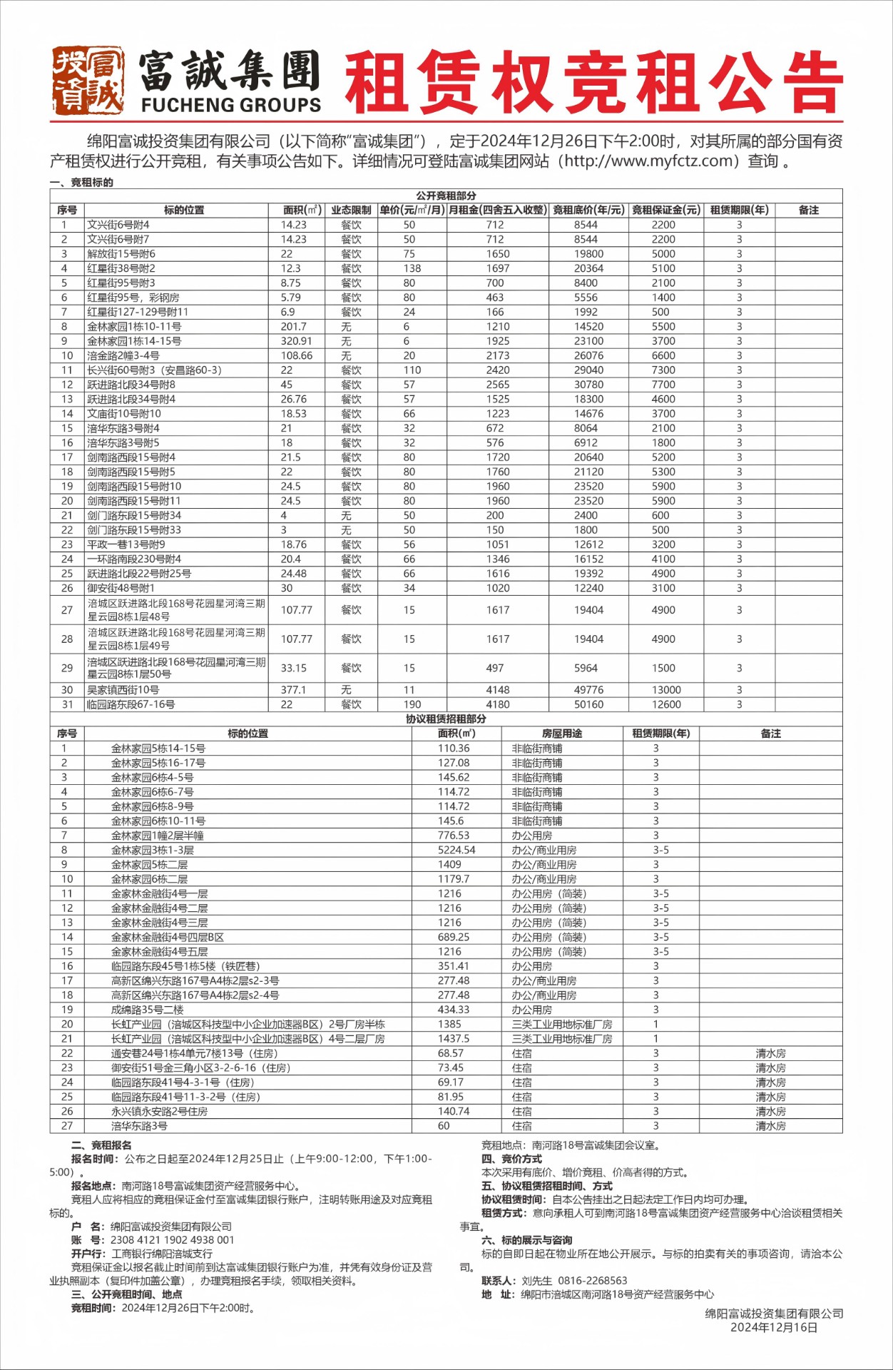 租賃權(quán)競(jìng)租公告